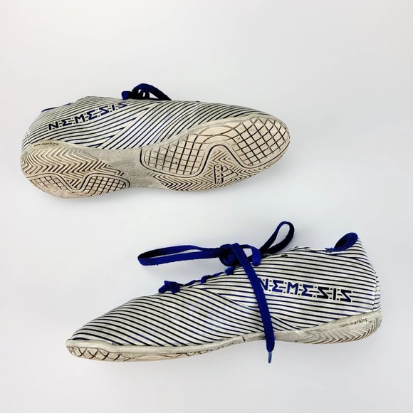 ADIDAS CHUTEIRA NEMEZIZ 19.4 FUTSAL Blue White Shoes 2.5 Youth Sports Soccer - Picture 10 of 13